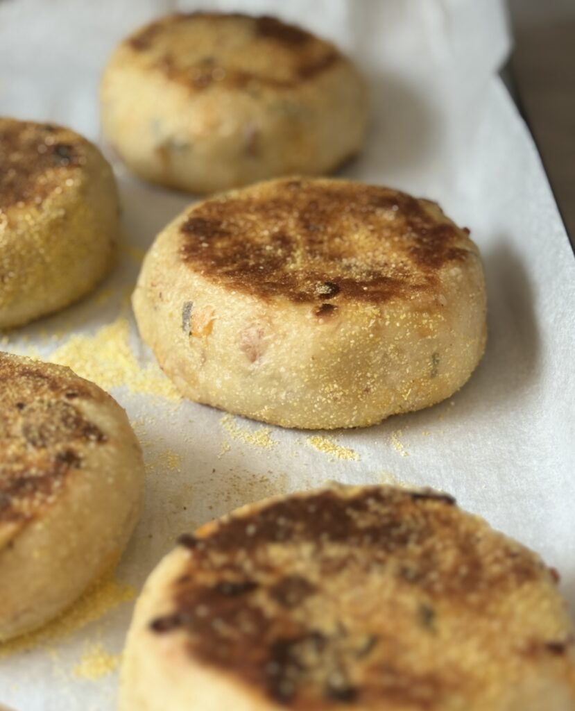 bacon cheddar chive English muffins