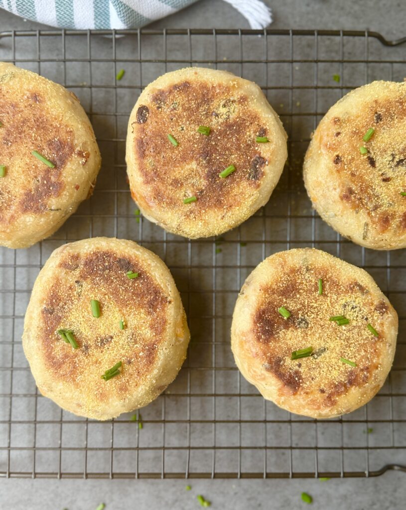 bacon cheddar chive English muffins