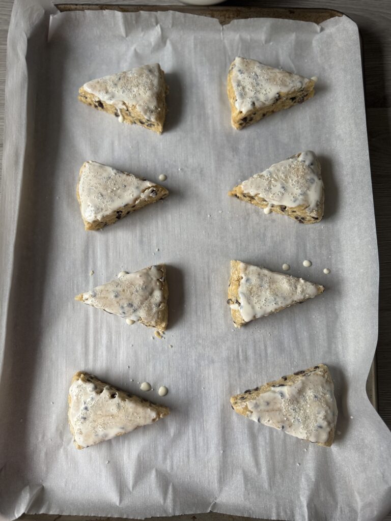 brushed chocolate chip scones