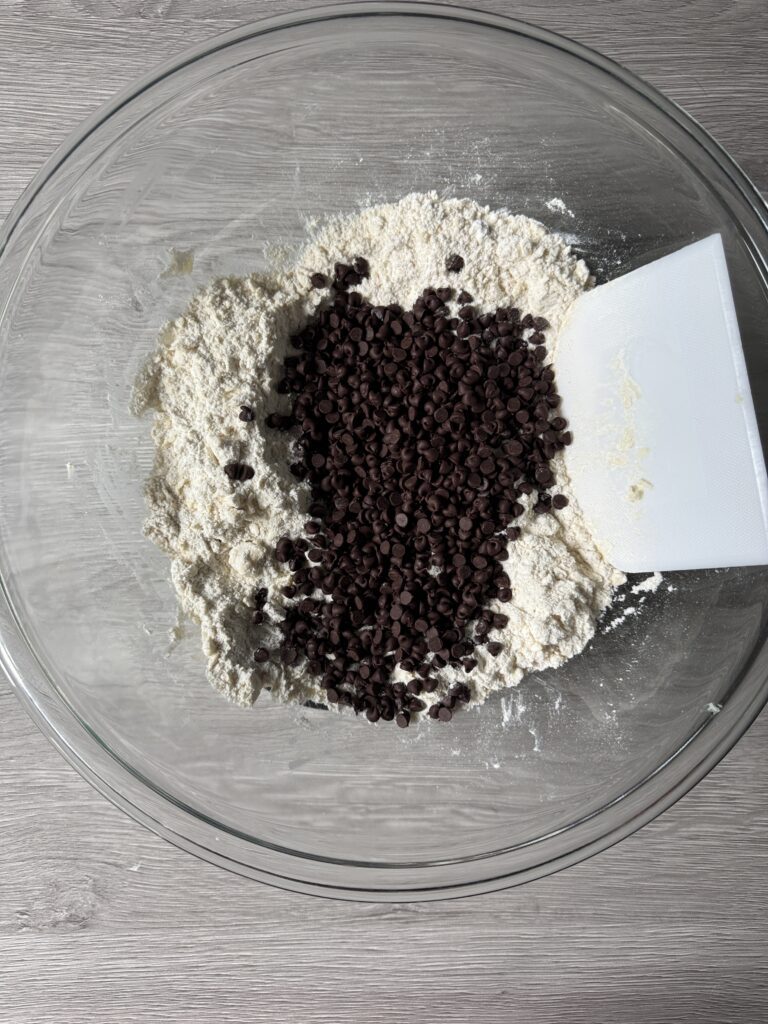 adding chocolate chips