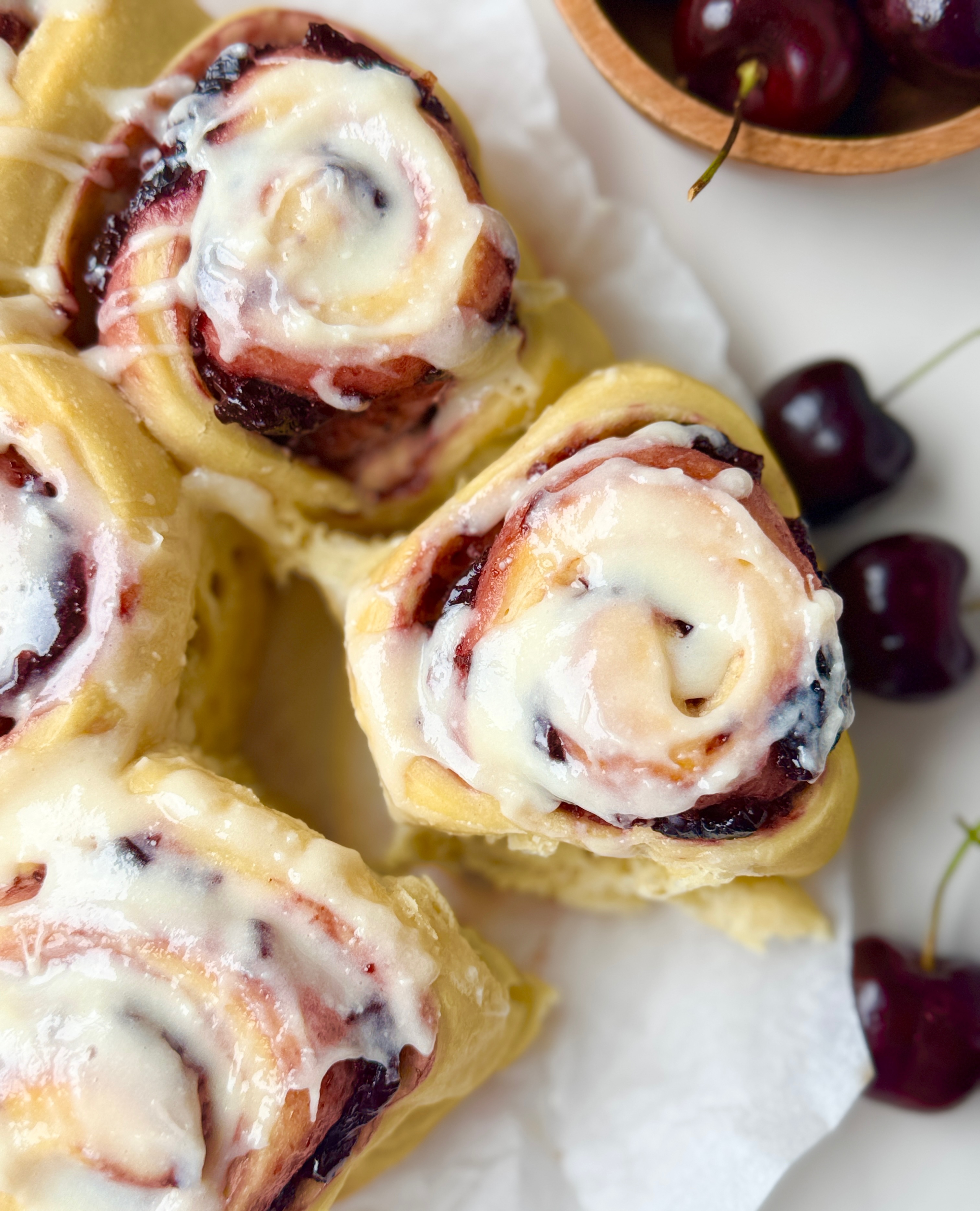sweet cherry sourdough rolls