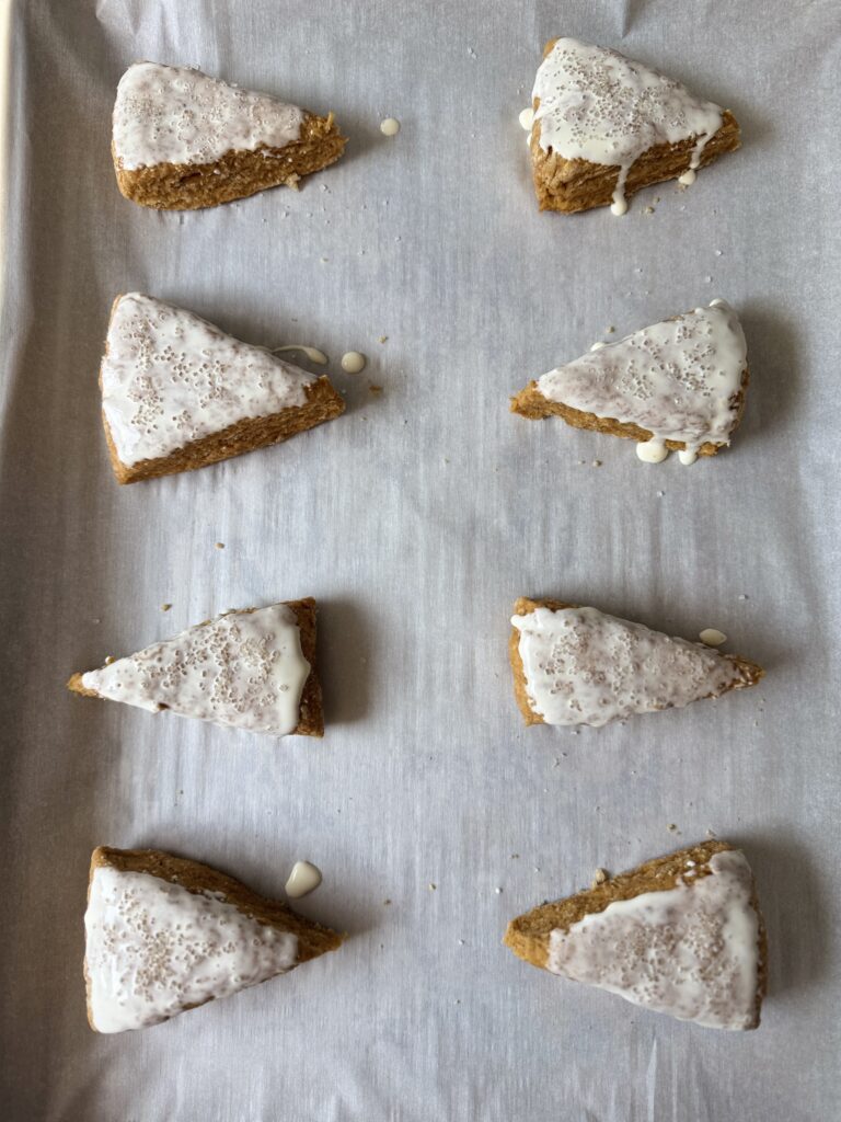 brushed sourdough pumpkin scones