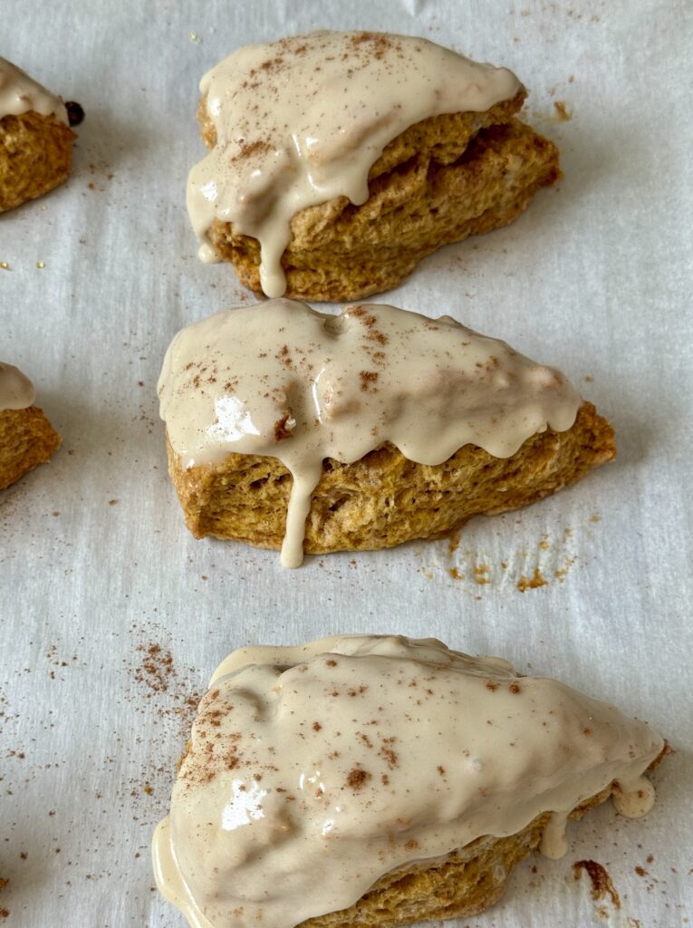 glazed sourdough pumpkin scones