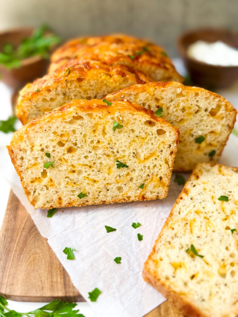 savory sourdough cheese and herb quick bread