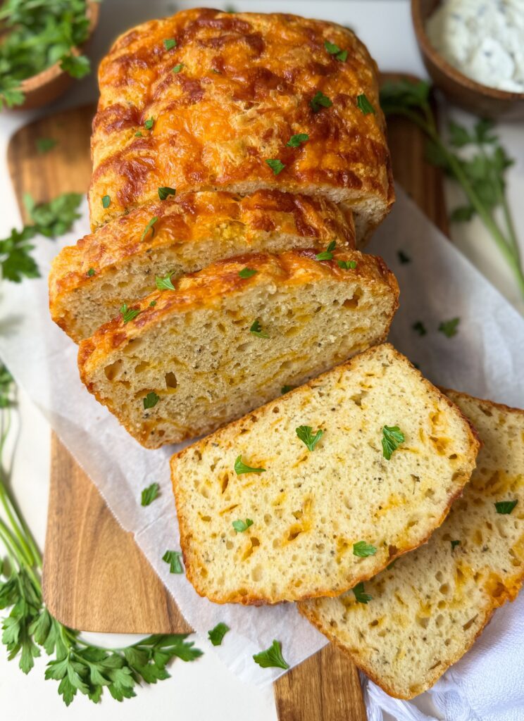 savory sourdough cheese and herb quick bread