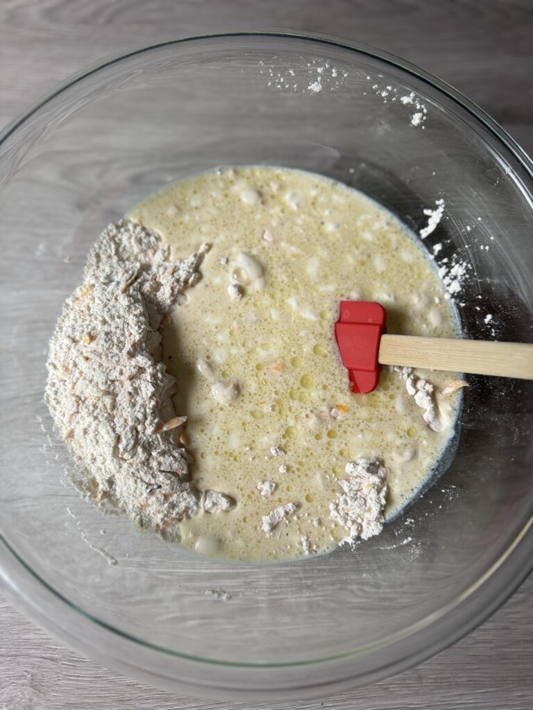 mixing savory bread