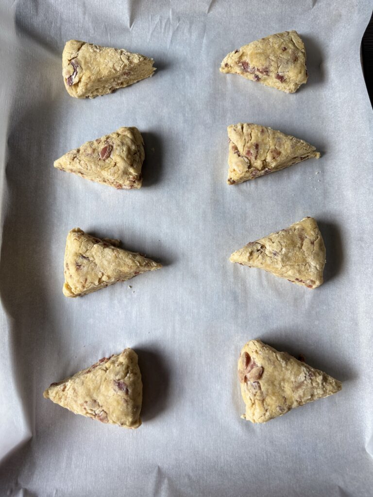 maple bacon sourdough scones shaped