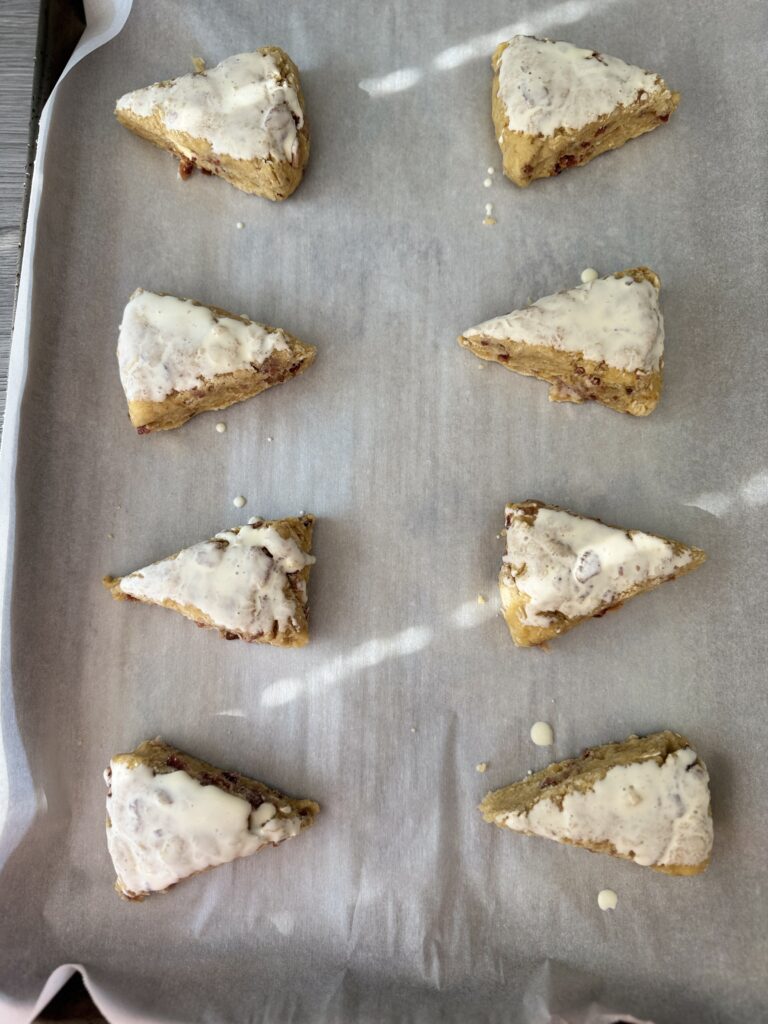 brushed maple bacon sourdough scones