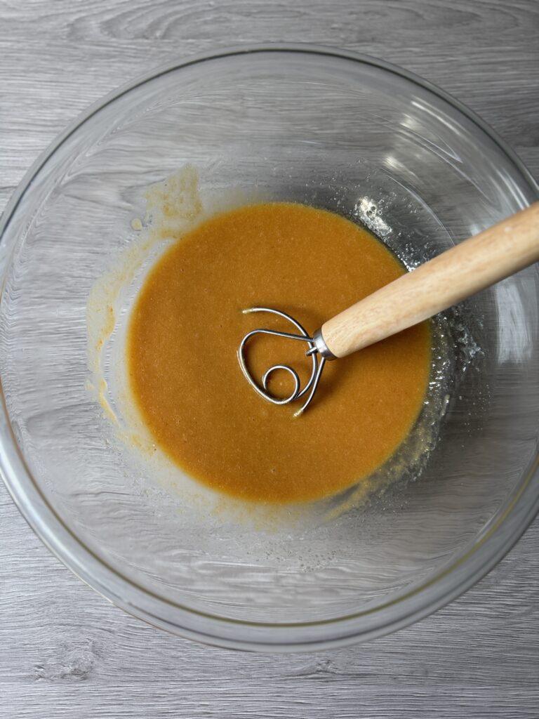 mixing blondie ingredients