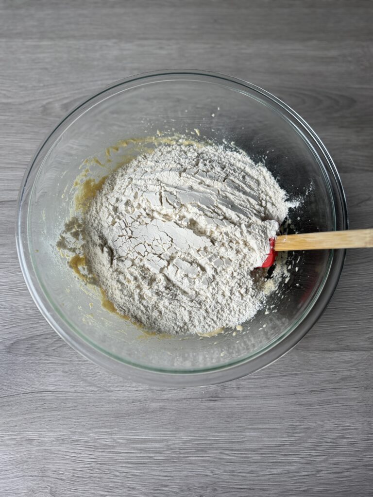 mixing the cookie dough