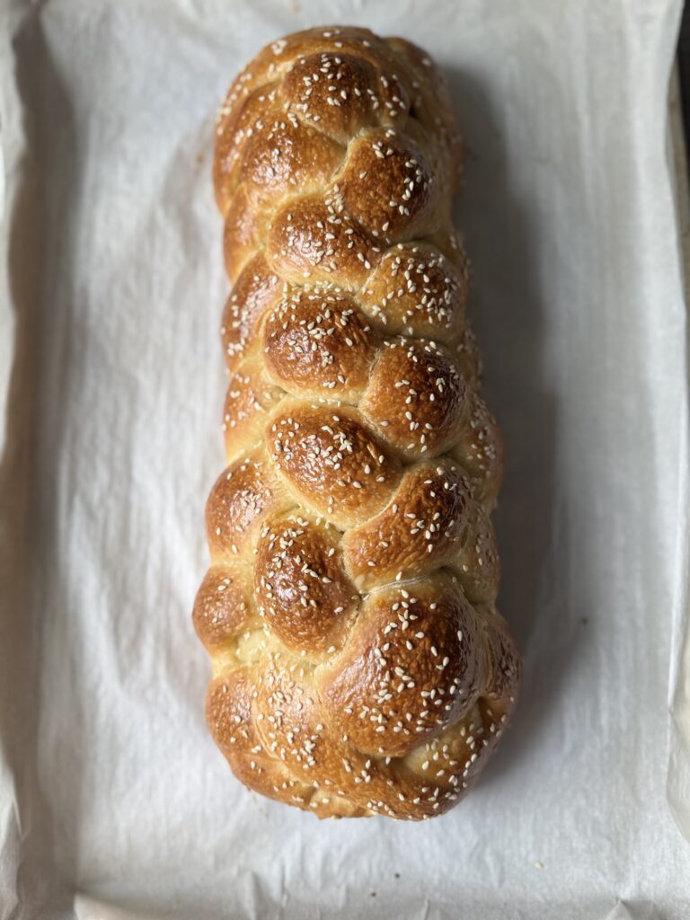 baked sourdough challah