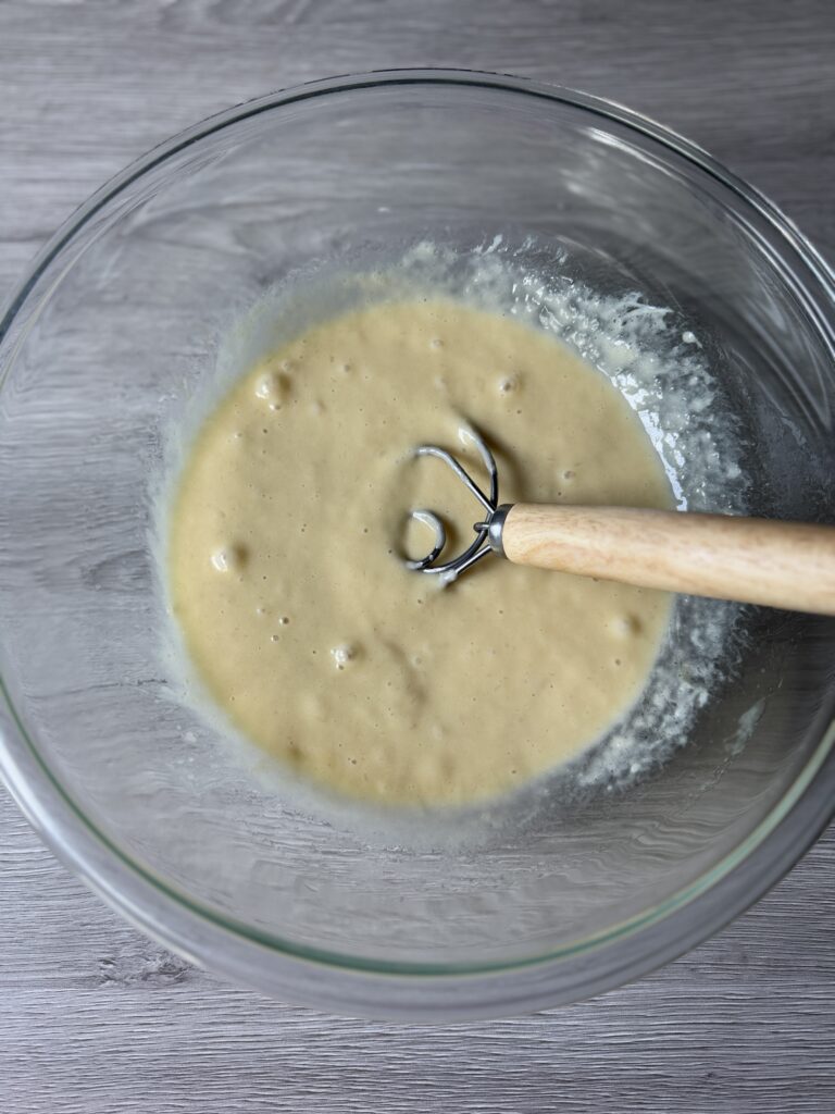 mixing challah dough