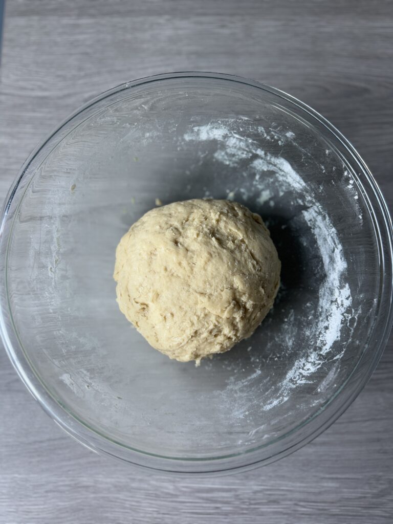 mixing challah dough
