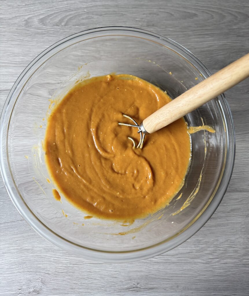 mixing wet ingredients 