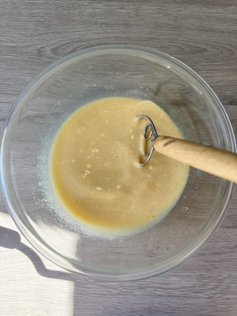 mixing snickerdoodle muffins