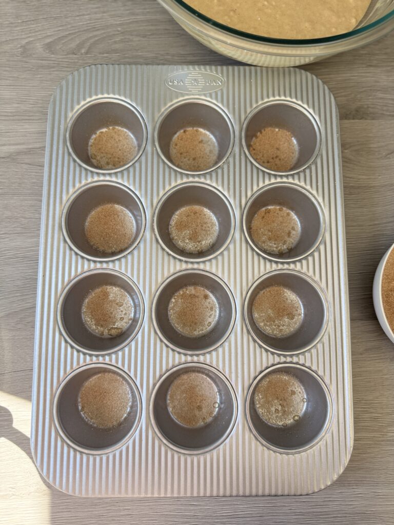 cinnamon sugar in muffin pan