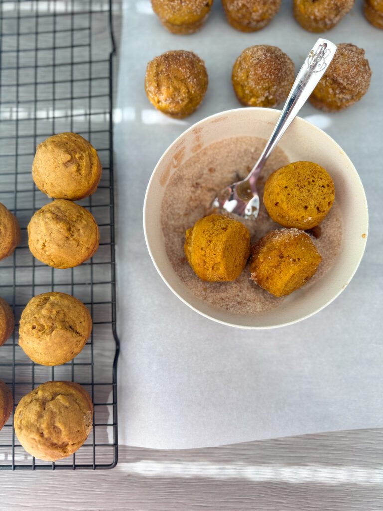 topping pumpkin sourdough donut muffins