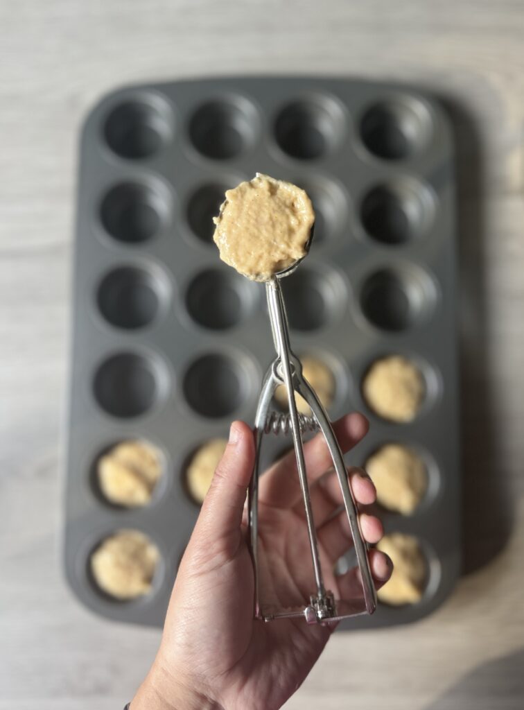 dividing donut muffins