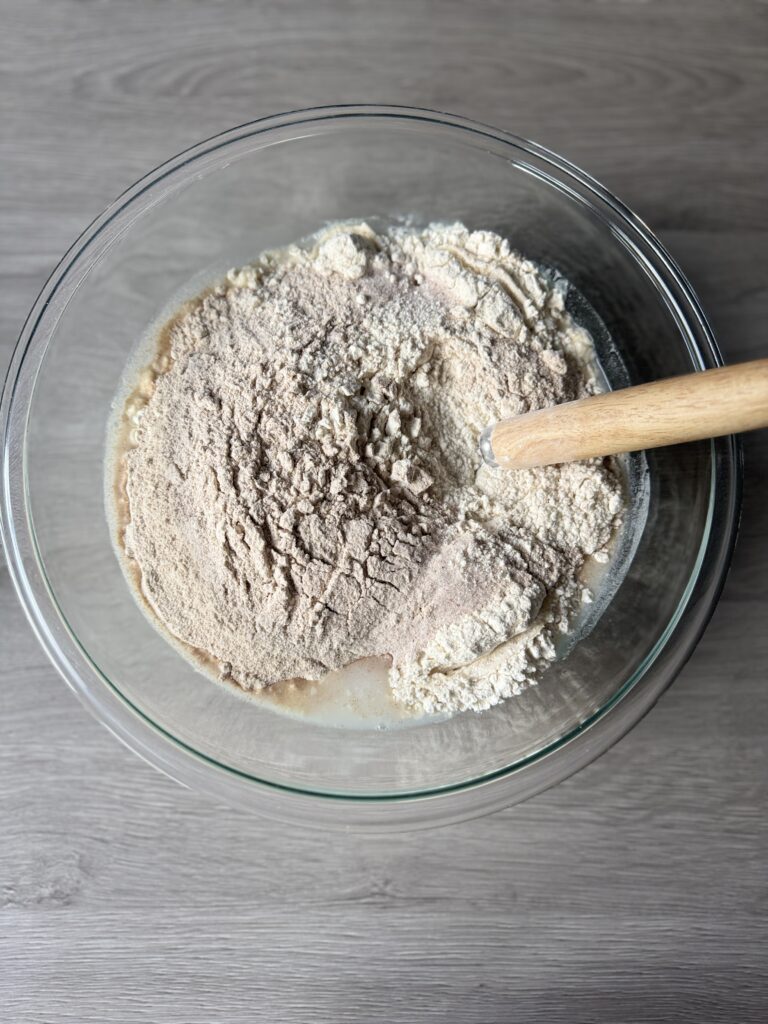mixing bread bowl dough