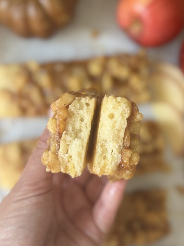 inside of sourdough apple cinnamon sticks