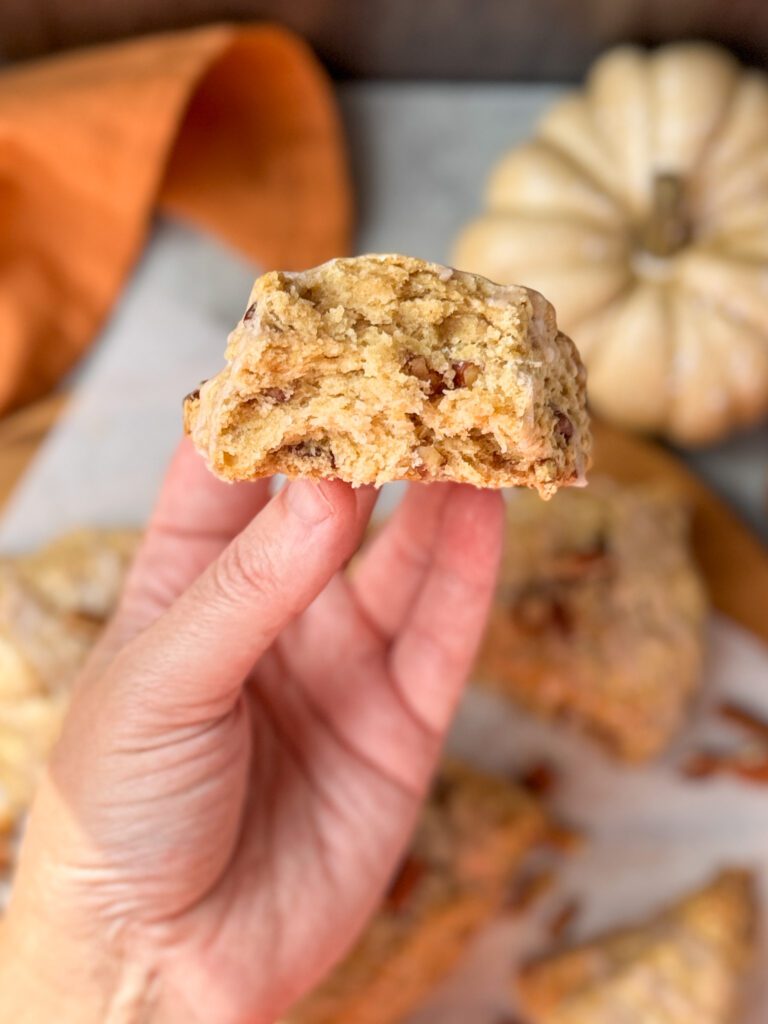 inside of cinnamon pecan sourdough scones