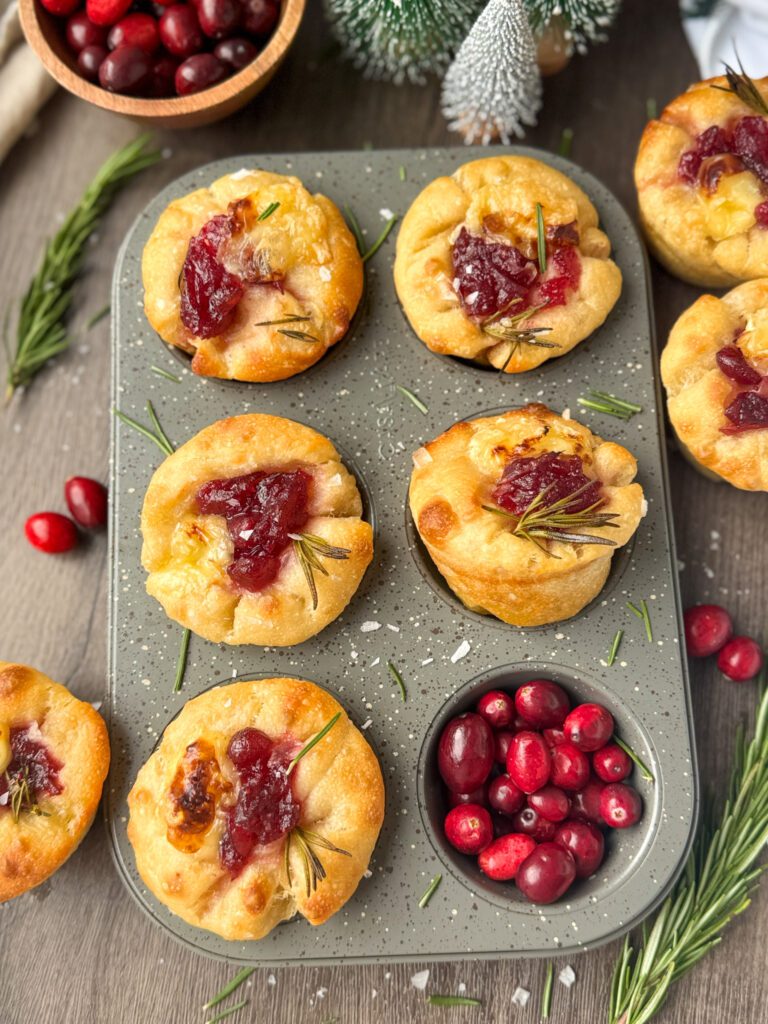cranberry brie focaccia muffins