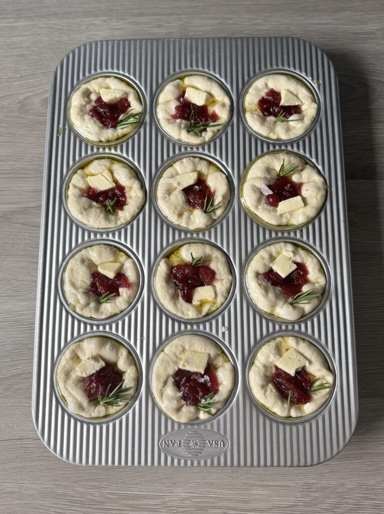 topped cranberry bri muffins