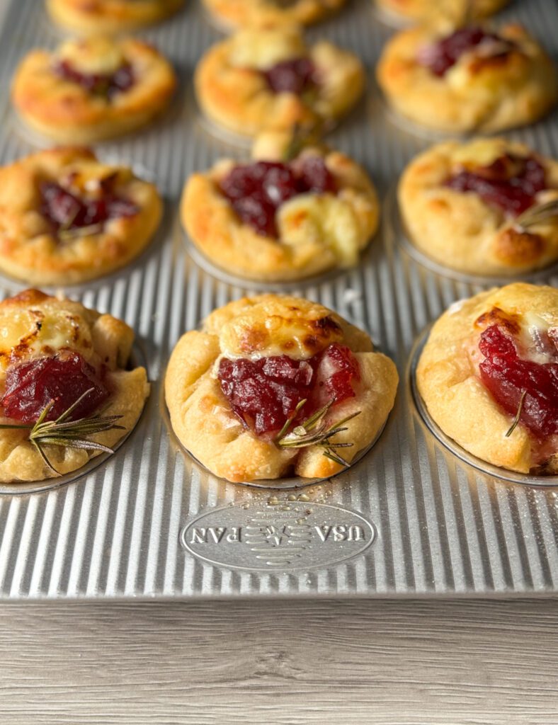cranberry brie sourdough focaccia muffins