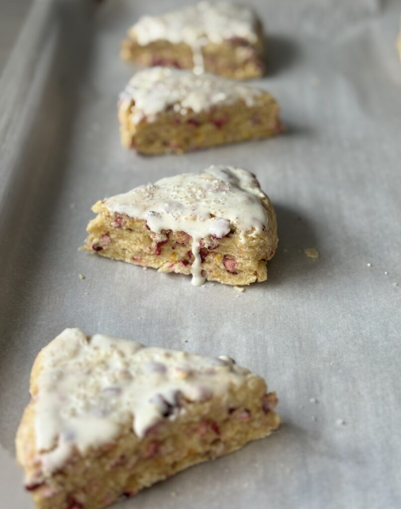 brushed cranberry orange scones