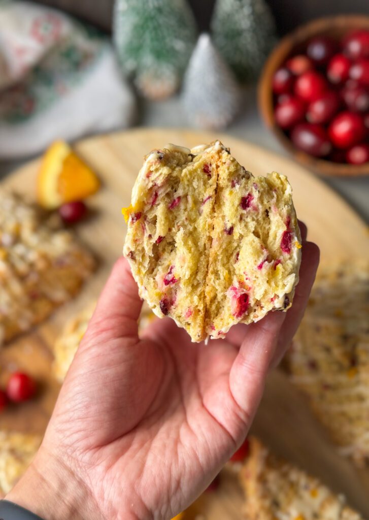 inside of cranberry orange scone
