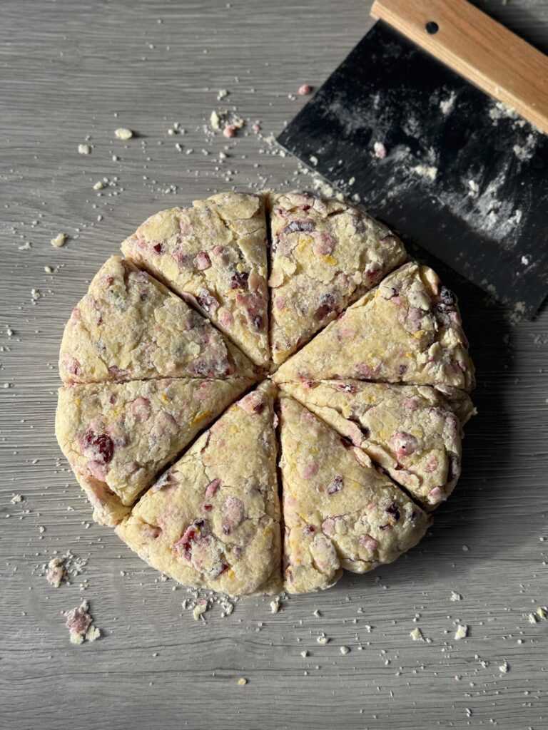 shaping cranberry orange scones