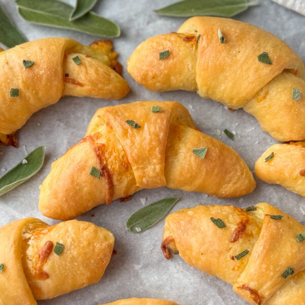 garlic sage sourdough crescent rolls