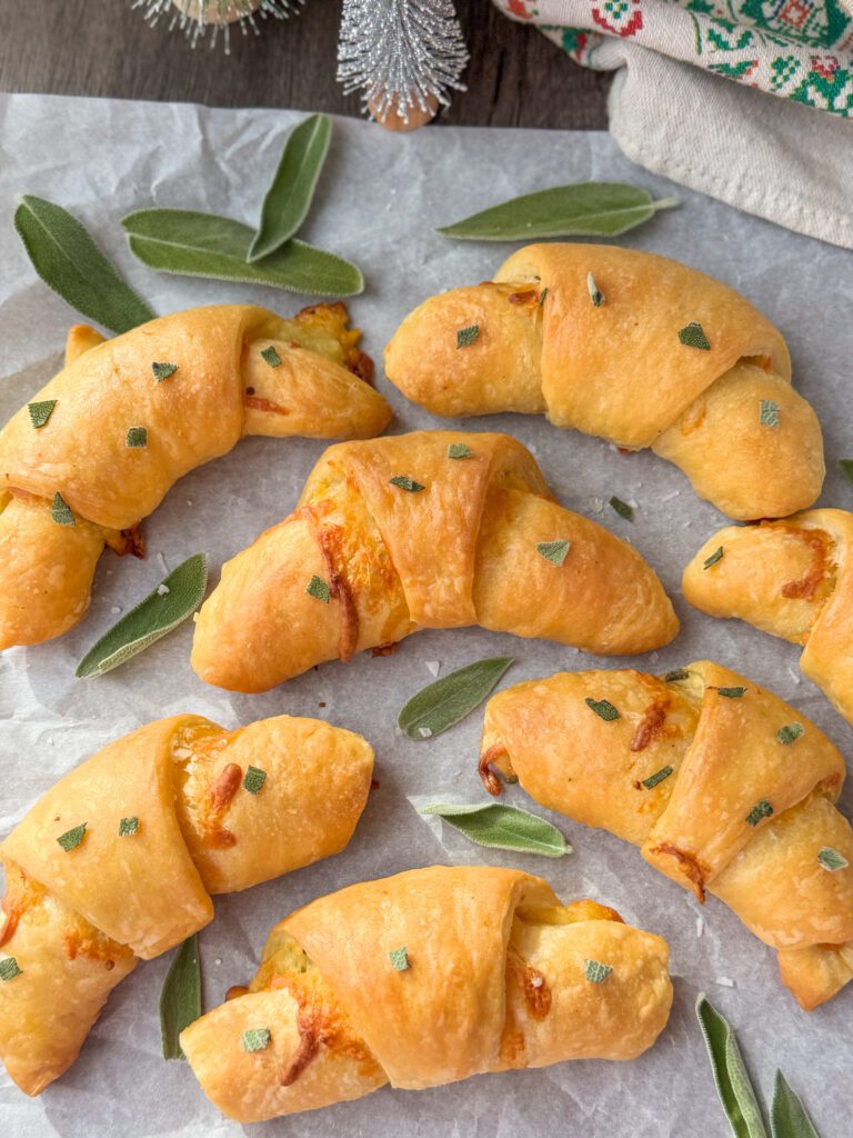 sourdough cresent rolls with garlic sage butter