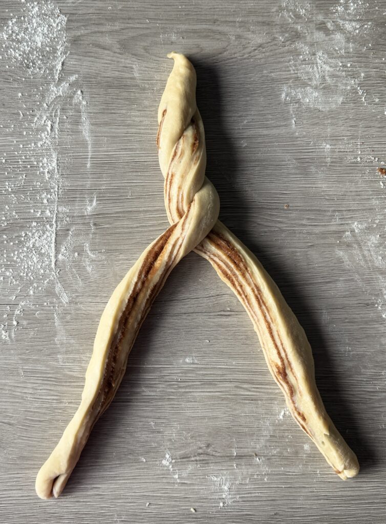 braiding cinnamon swirl bread