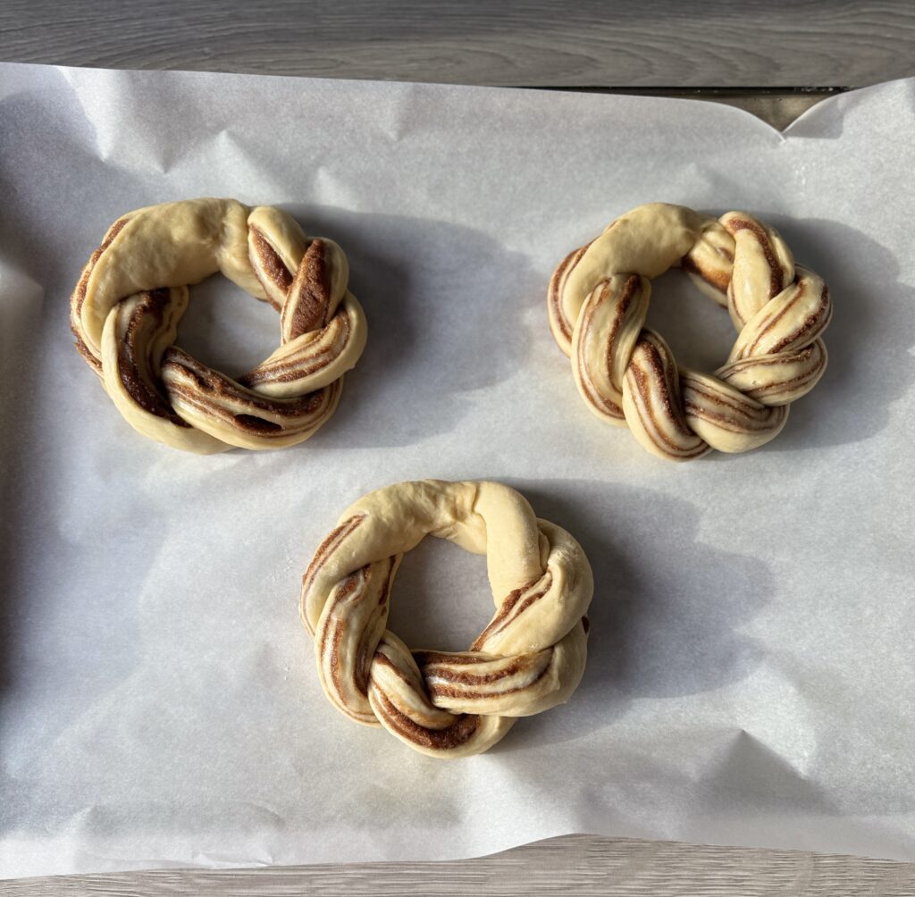 sourdough cinnamon swirl bread wreaths shaped