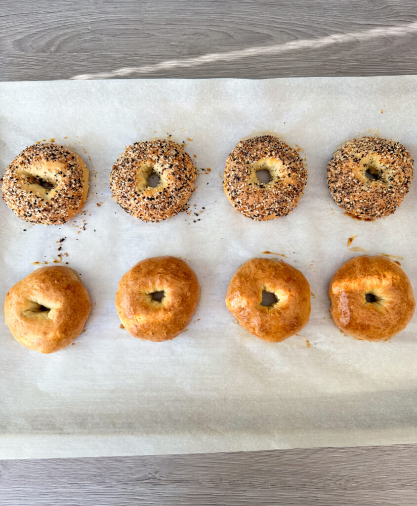baked sourdough protein bagels