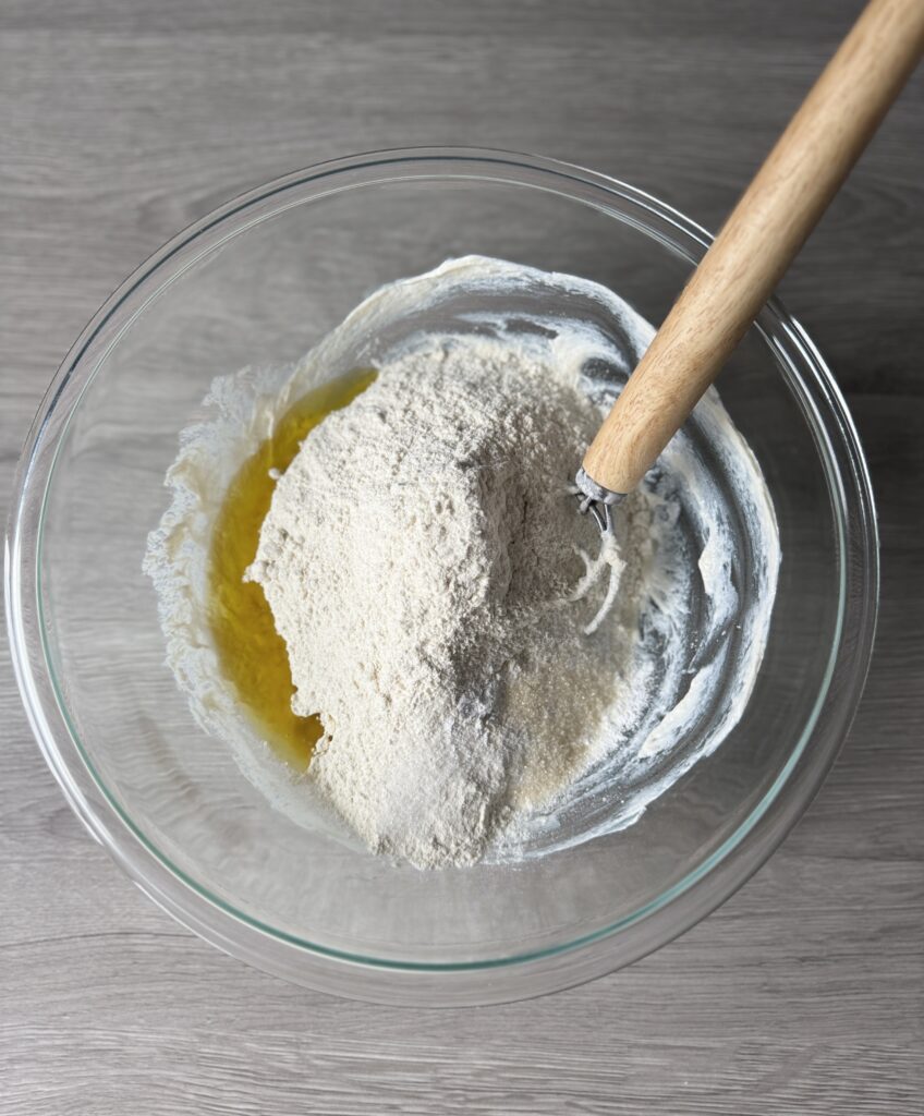 mixing protein bagels