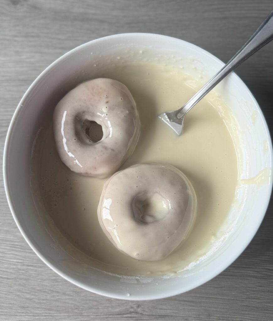 glazing the sourdough donuts