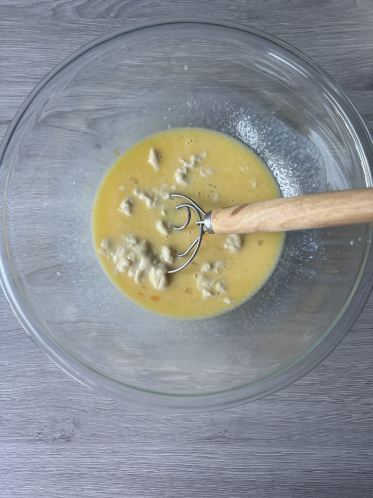 mixing donut dough