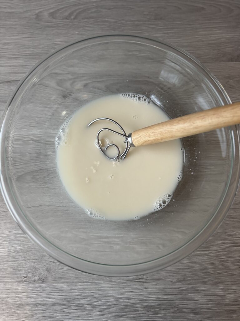 mixing sourdough focaccia