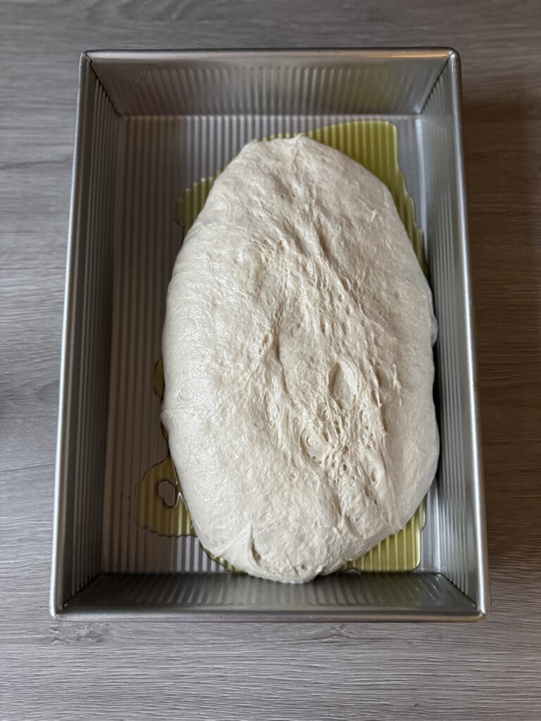 shaping sourdough focaccia