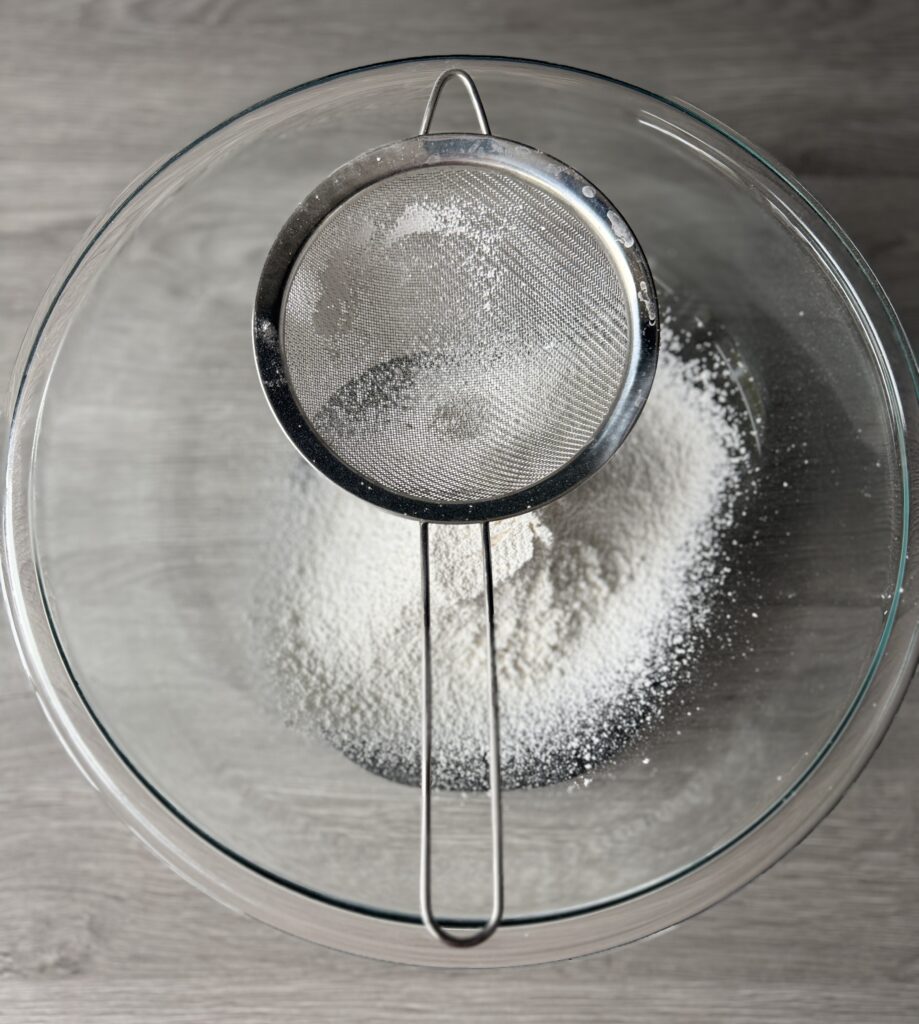 sifting powdered sugar