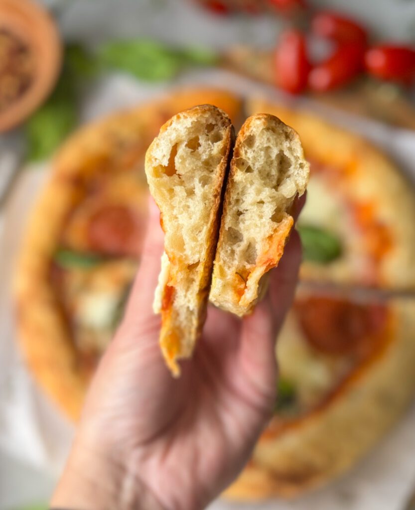 inside of sourdough pizza crust