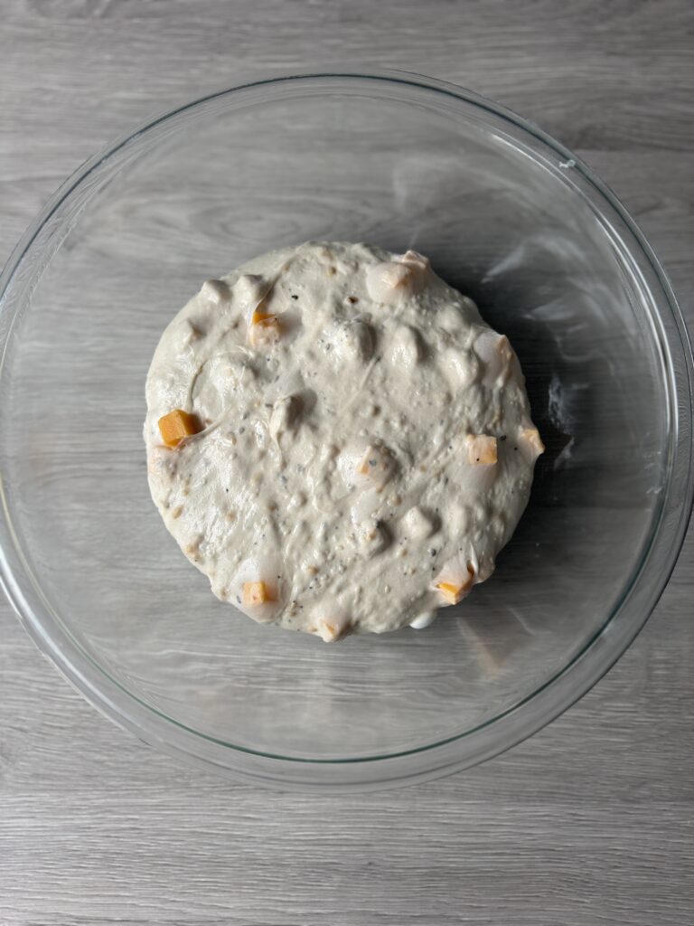 everything bagel sourdough bread proofed