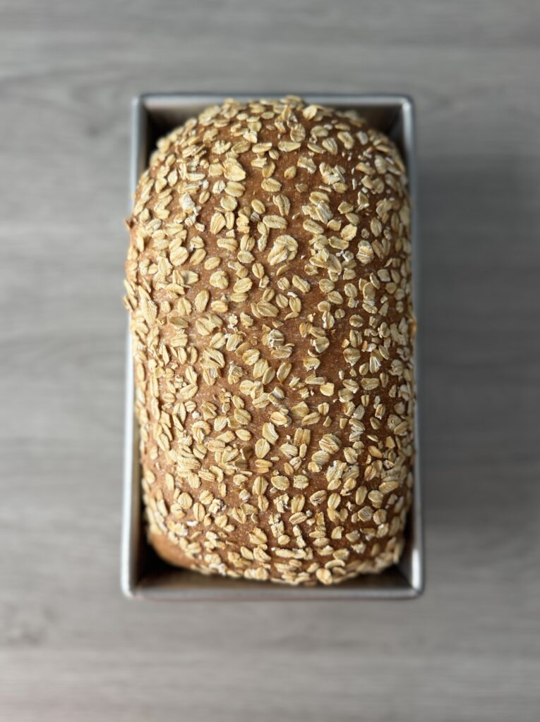 baked honey wheat sourdough sandwich loaf