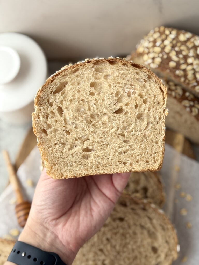 honey wheat sourdough sandwich loaf slice