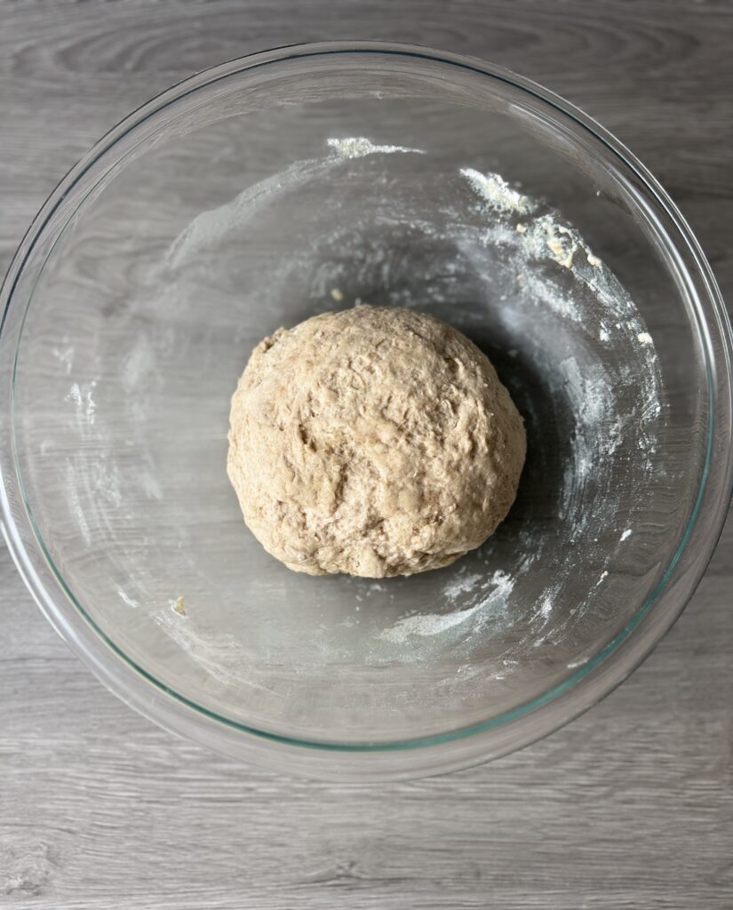 mixing honey wheat sourdough sandwich bread