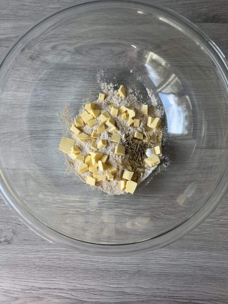 mixing whole wheat crackers
