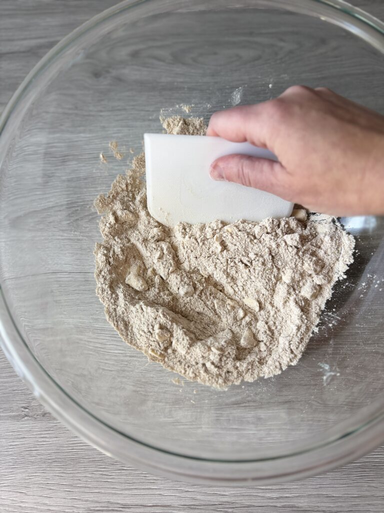 mixing whole wheat crackers