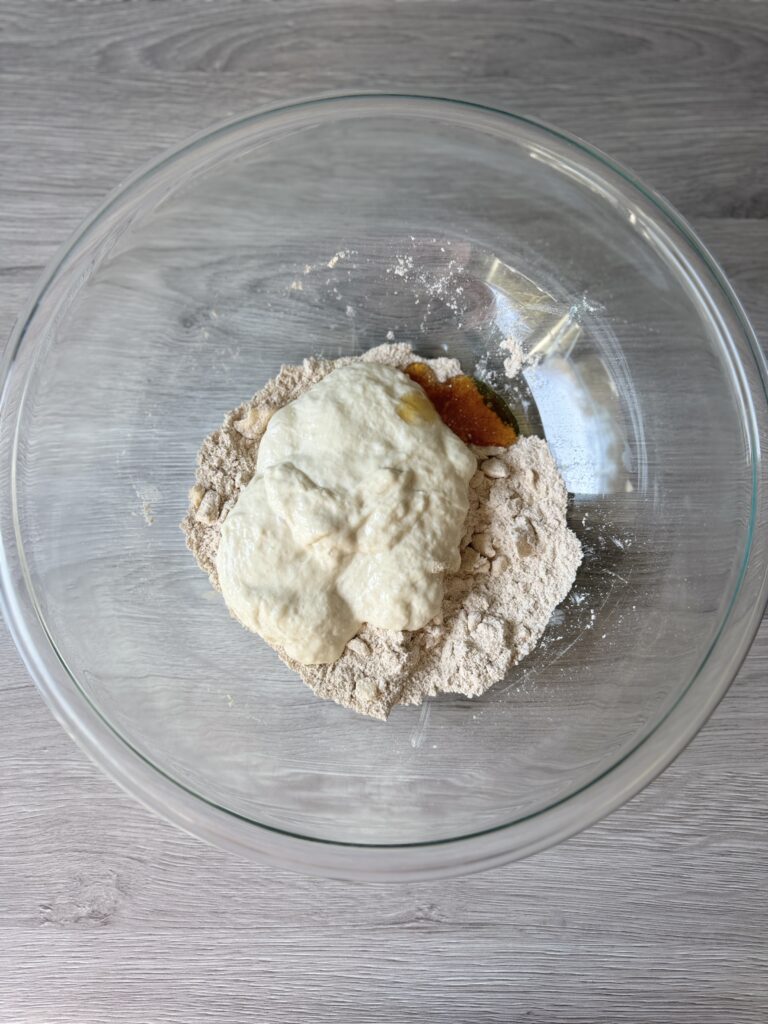 mixing whole wheat crackers